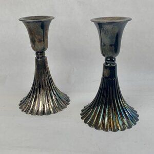 Vtg Sheffield Silver Candlestick Holders Hollywood Regency Silverplated MCM USA